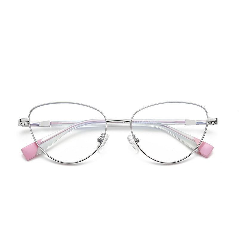 Gmei Women's Full Rim Alloy Cat Eye Frame Eyeglasses 3020 Full Rim Gmei Optical C2 Silver Pink