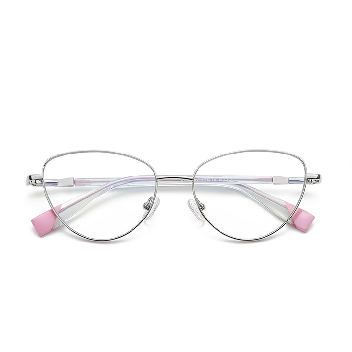 Gmei Women's Full Rim Alloy Cat Eye Frame Eyeglasses 3020 Full Rim Gmei Optical C2 Silver Pink