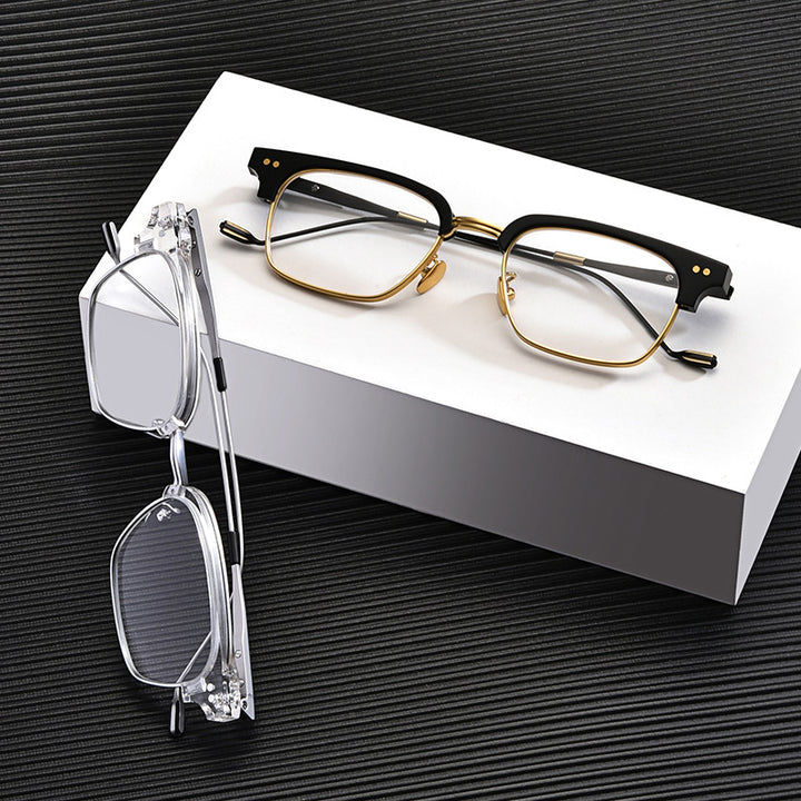 Gatenac Unisex Full Rim Square Acetate Frame Eyeglasses Gxyj184 Full Rim Gatenac