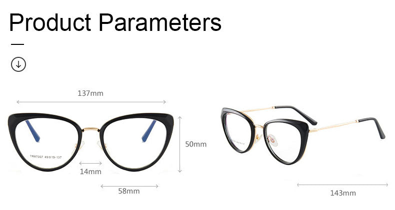 Hotony Women's Full Rim TR 90 Resin Cat Eye Frame Eyeglasses 7007 Full Rim Hotony