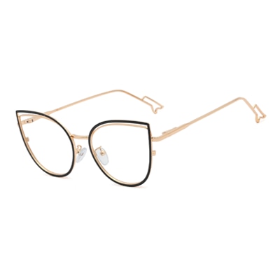 Ralferty Metallic Eyeglass Frame Women Computer Anti Blue Light Glasses Full Rim Ralferty C5 Shiny Black