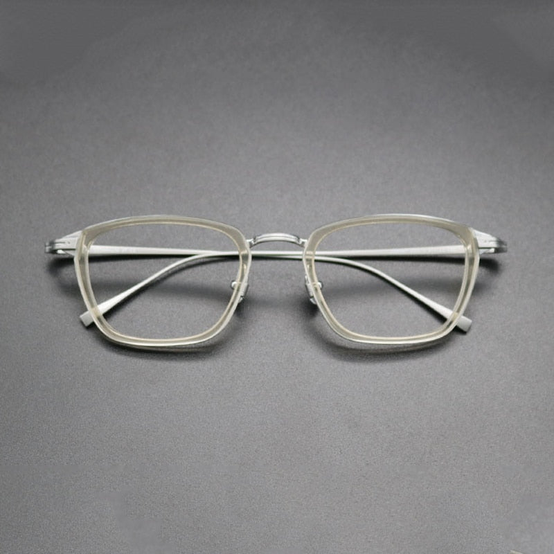 Gatenac Unisex Full Rim Square Acetate Titanium Frame Eyeglasses Gxyj548 Full Rim Gatenac 4