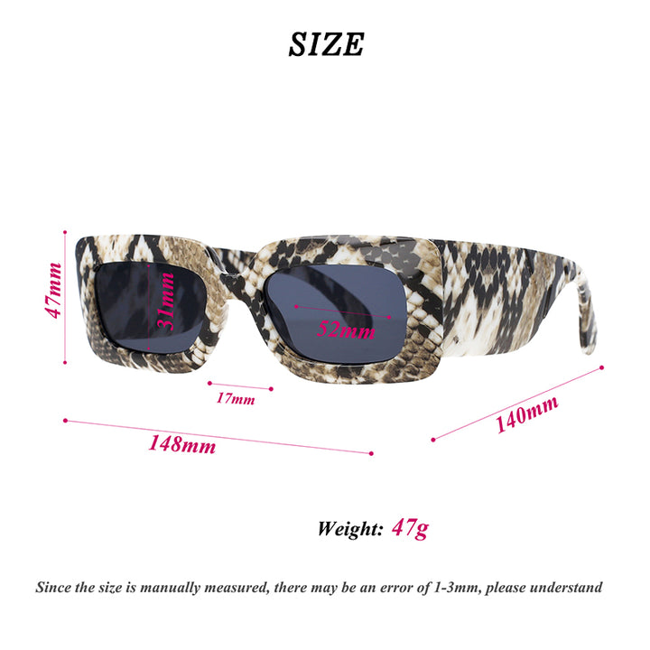 CCspace Women's Full Rim Rectangle Resin Snake Skin Python Frame Sunglasses 53026 Sunglasses CCspace Sunglasses