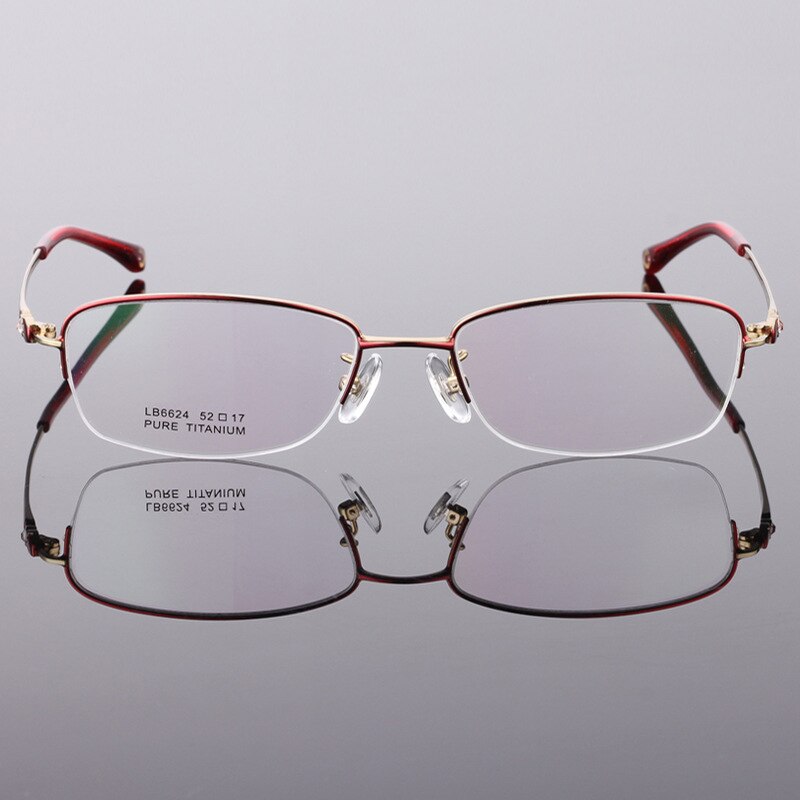 Women's Semi Rim Titanium Frame Eyeglasses Lr6624 Semi Rim Bclear