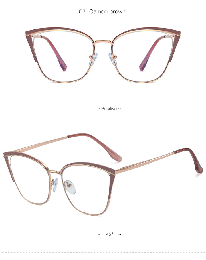 Hotony Women's Full Rim Cat Eye TR 90 Resin Alloy Frame Eyeglasses 95778 Full Rim Hotony