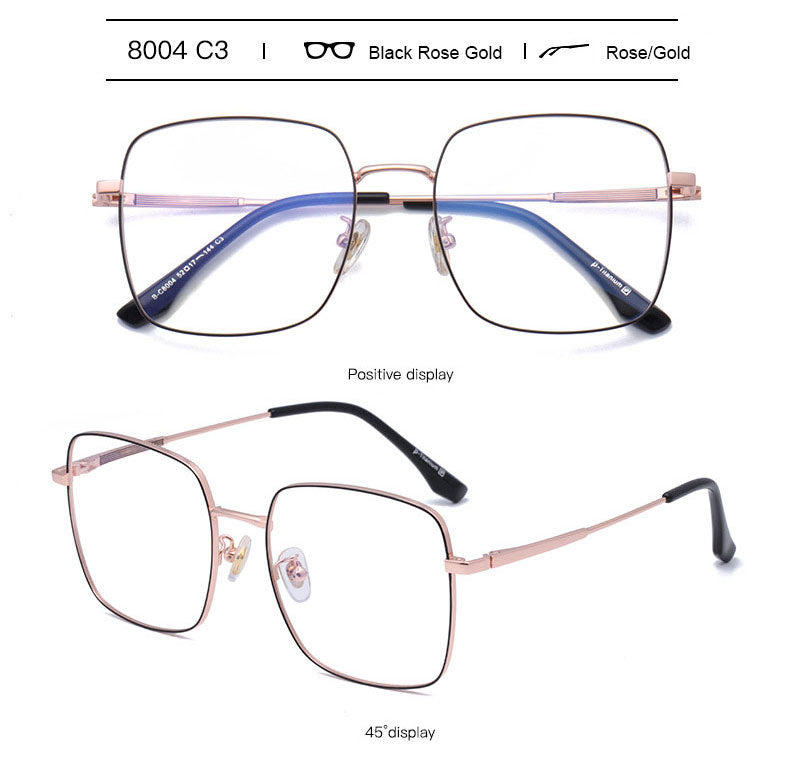 Hotony Unisex Full Rim Titanium Polygon Frame Eyeglasses 8004 Full Rim Hotony