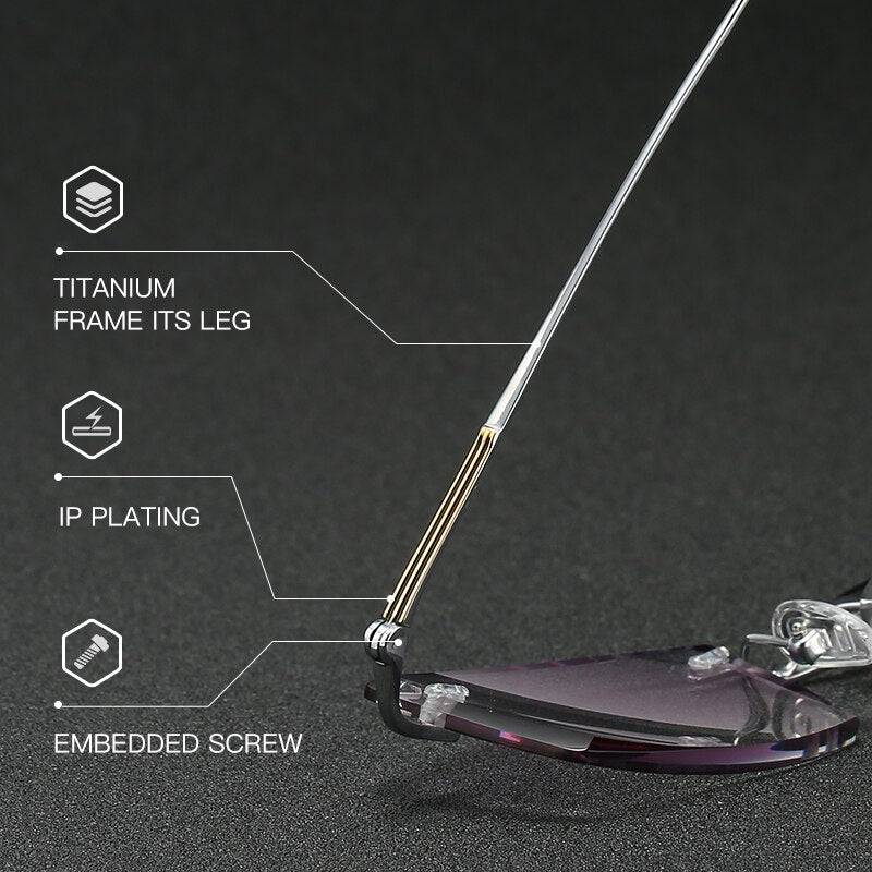 Zirosat 9083 Men's Eyeglasses Titanium Rimless Diamond Trimmed Rimless Zirosat