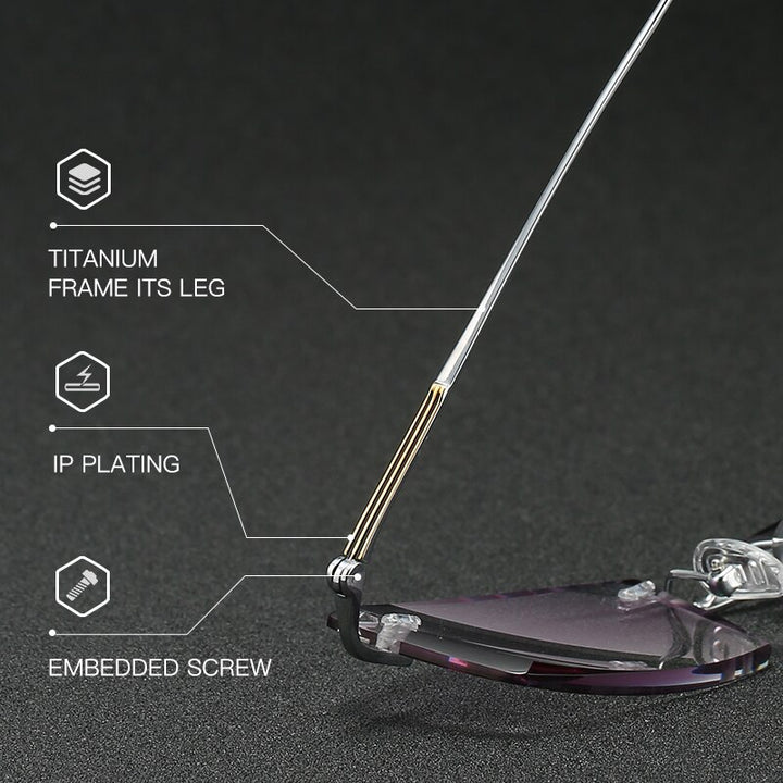 Zirosat 9083 Men's Eyeglasses Titanium Rimless Diamond Trimmed Rimless Zirosat