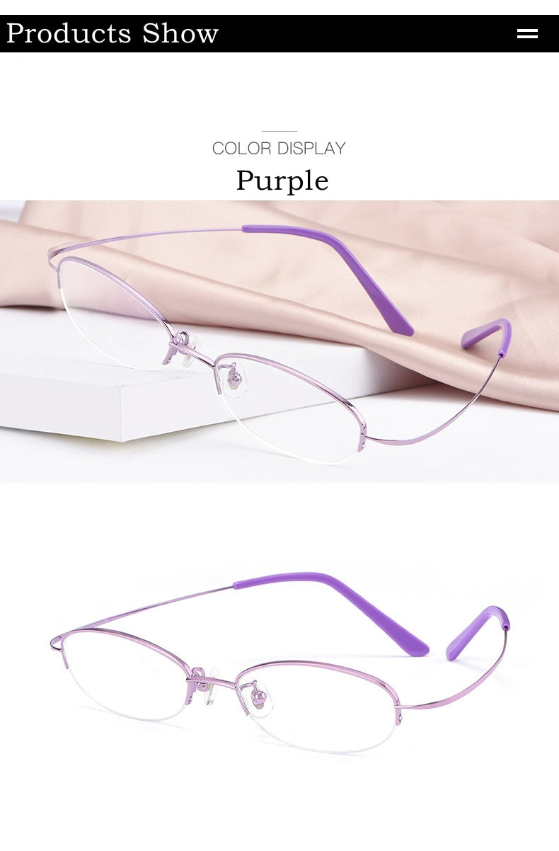 Yimaruili Women's Semi Rim Titanium Frame Eyeglasses T9276 Semi Rim Yimaruili Eyeglasses