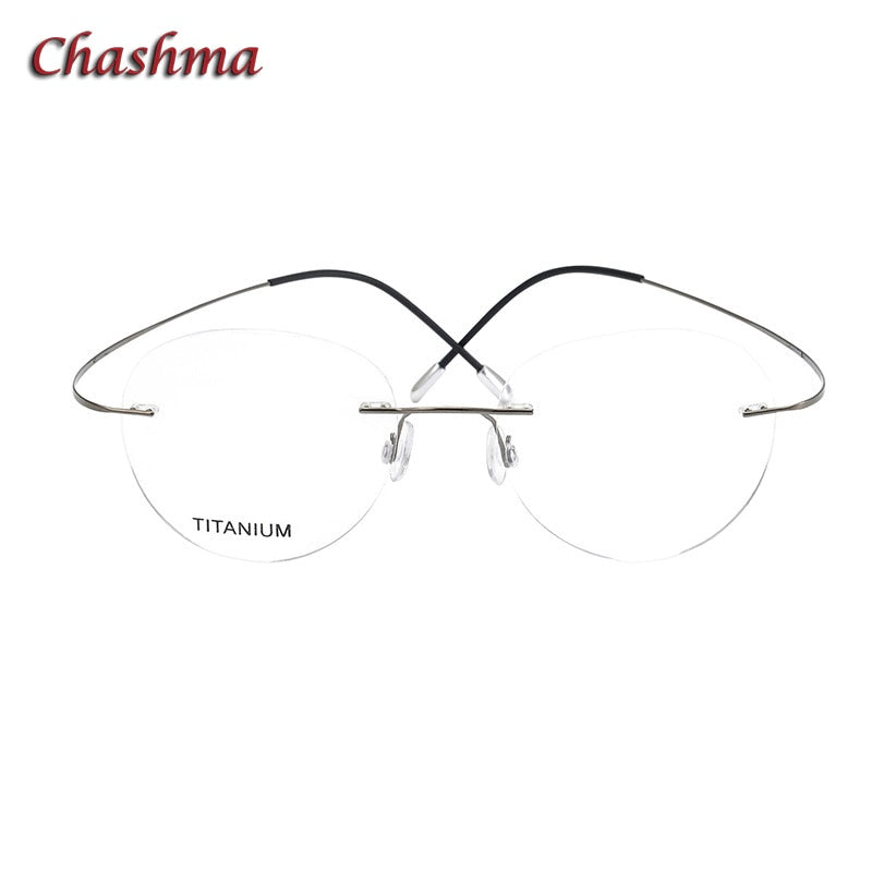 Chashma Ochki Unisex Rimless Round Titanium Eyeglasses 16017 Rimless Chashma Ochki Gray