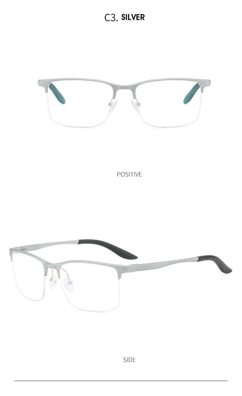 Hdcrafter Men's Semi Rim Square TR 90 Titanium Frame Eyeglasses P6325 Semi Rim Hdcrafter Eyeglasses