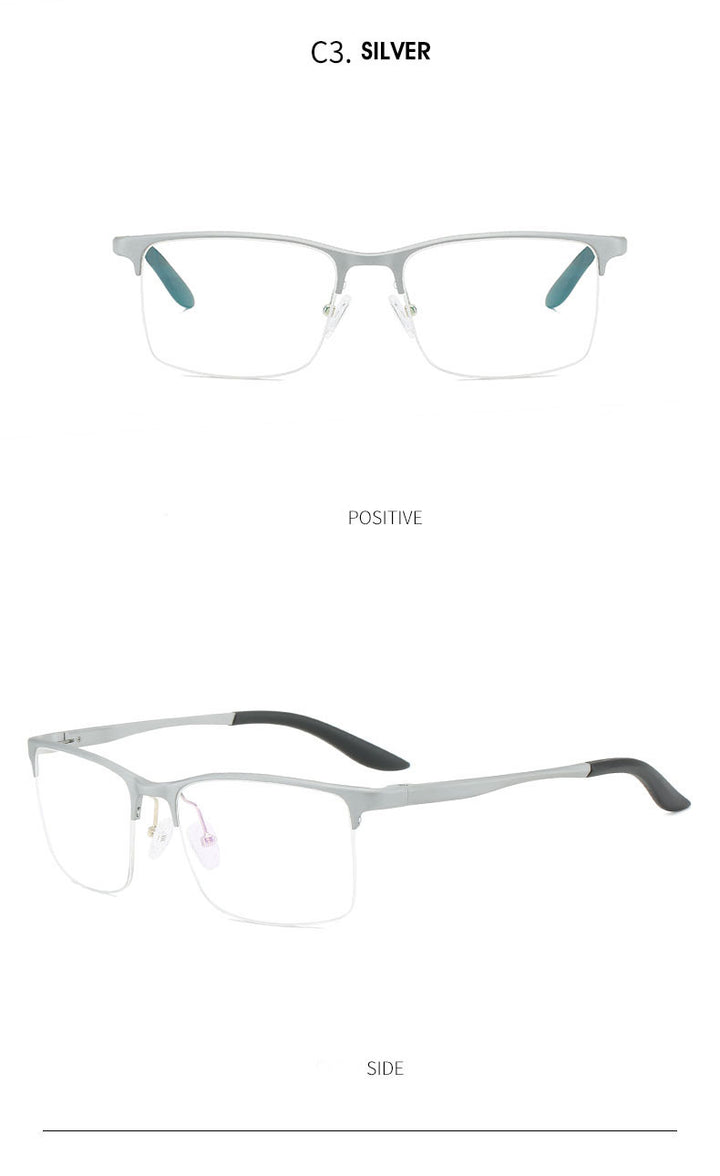 Hdcrafter Men's Semi Rim Square TR 90 Titanium Frame Eyeglasses P6325 Semi Rim Hdcrafter Eyeglasses