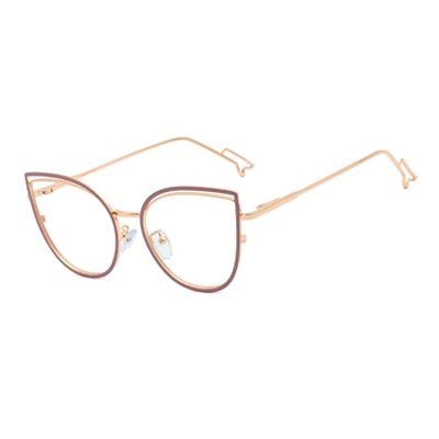 Ralferty Metallic Eyeglass Frame Women Computer Anti Blue Light Glasses Full Rim Ralferty C2 Cameo