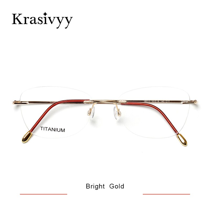 Krasivyy Unisex Rimless Square Titanium Eyeglasses Kr16013 Rimless Krasivyy Bright Gold