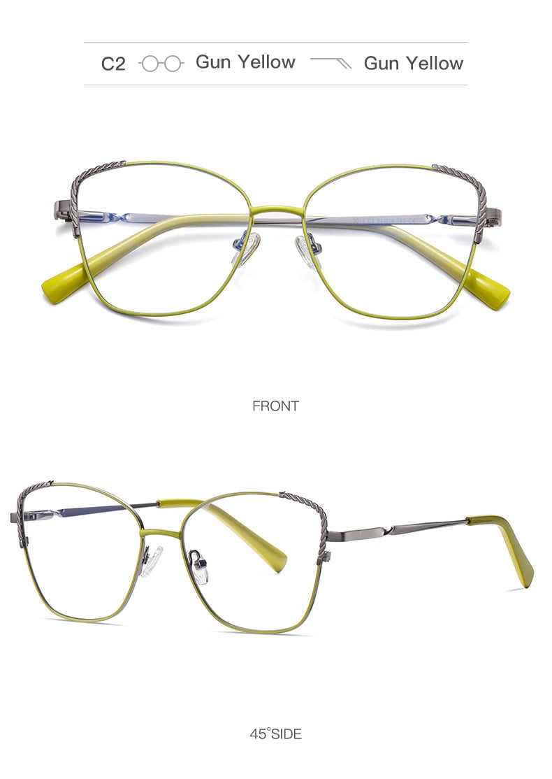 Hotochki Women's Full Rim Polygon Alloy Frame Eyeglasses 3014 Full Rim Hotochki