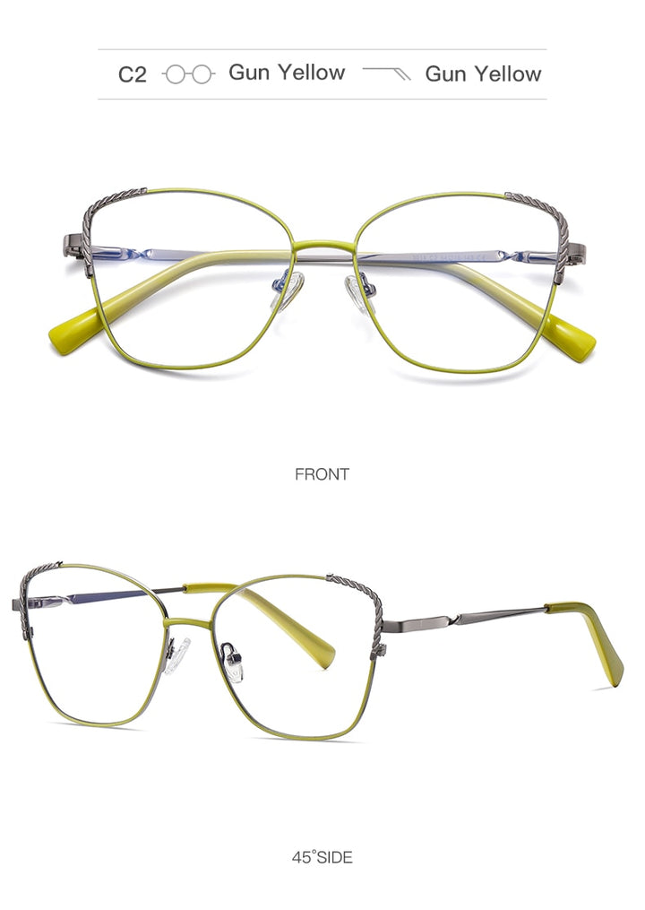 Hotochki Women's Full Rim Polygon Alloy Frame Eyeglasses 3014 Full Rim Hotochki