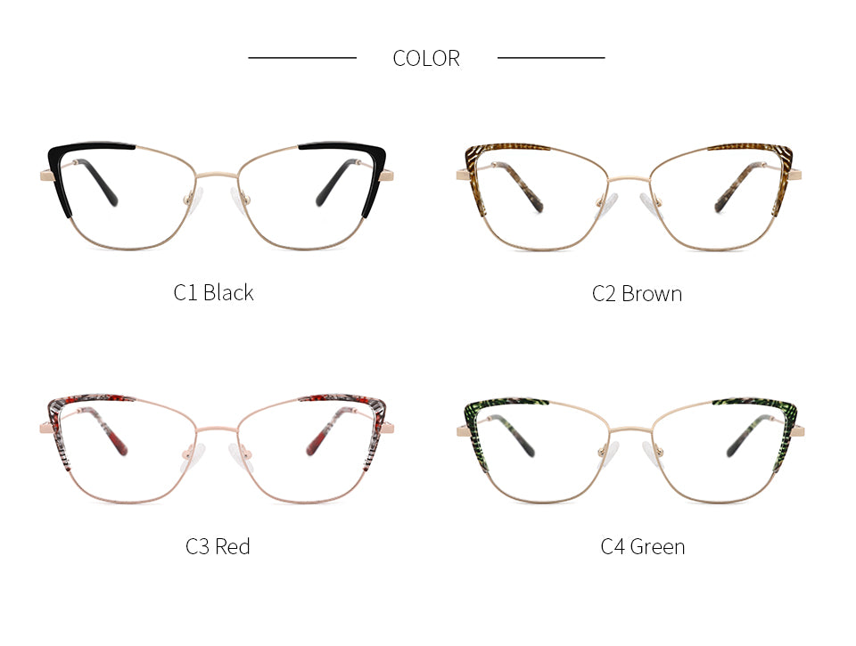 Kansept Women's Full Rim Cat Eye Stainless Steel Frame Eyeglasses Ms8124 Full Rim Kansept