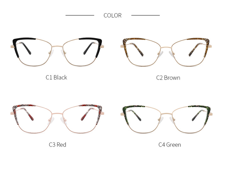 Kansept Women's Full Rim Cat Eye Stainless Steel Frame Eyeglasses Ms8124 Full Rim Kansept