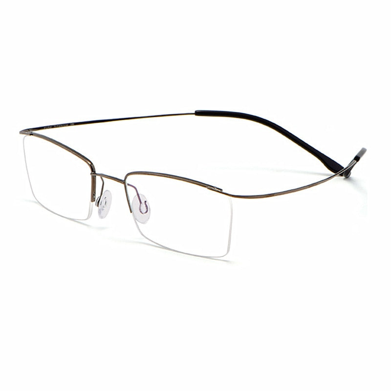 Yimaruili Men's Semi Rim Hinge Free β Titanium Frame Eyeglasses 30004 Semi Rim Yimaruili Eyeglasses Gun