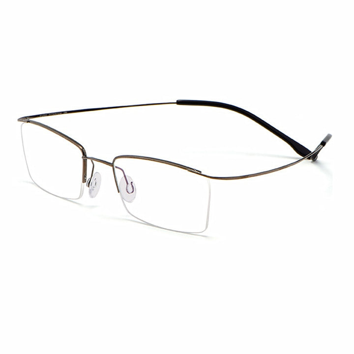 Yimaruili Men's Semi Rim Hinge Free β Titanium Frame Eyeglasses 30004 Semi Rim Yimaruili Eyeglasses Gun