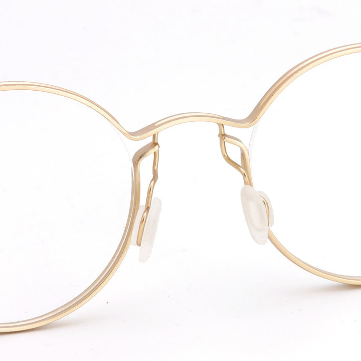 Muzz Unisex Full Rim Round Brushed Titanium Screwless Frame Eyeglasses Tav Full Rim Muzz