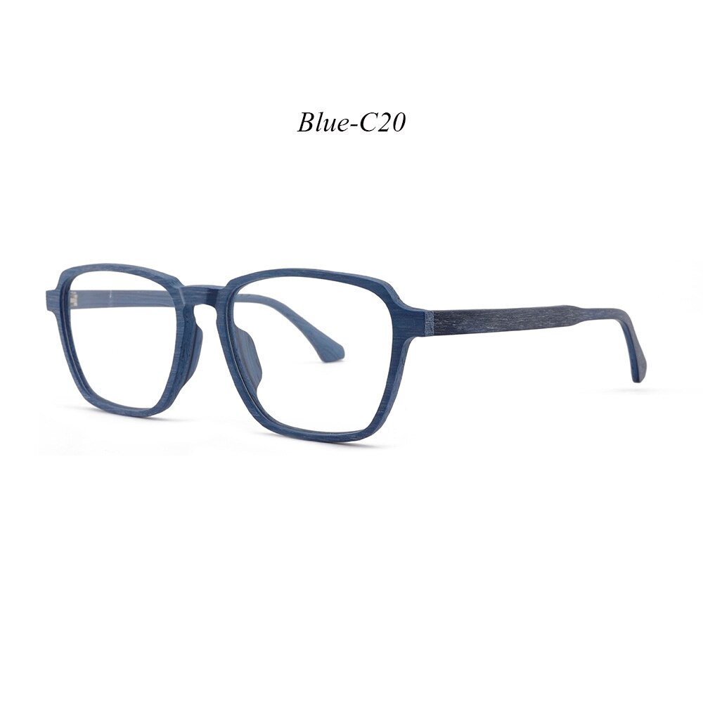 Hdcrafter Men's Full Rim Oversized Polygonal Square Wood Frame Eyeglasses 1694 Full Rim Hdcrafter Eyeglasses C20