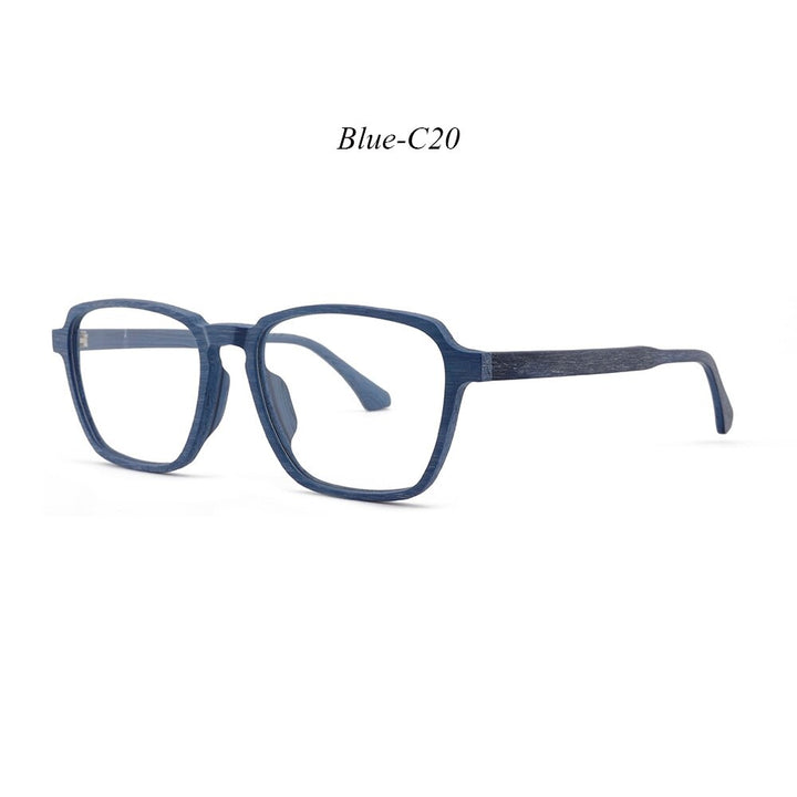 Hdcrafter Men's Full Rim Oversized Polygonal Square Wood Frame Eyeglasses 1694 Full Rim Hdcrafter Eyeglasses C20