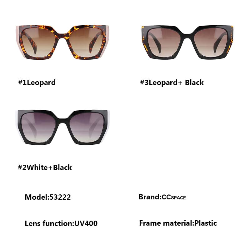 CCspace Women's Full Rim Square Cat Eye Resin Frame Sunglasses 53222 Sunglasses CCspace Sunglasses