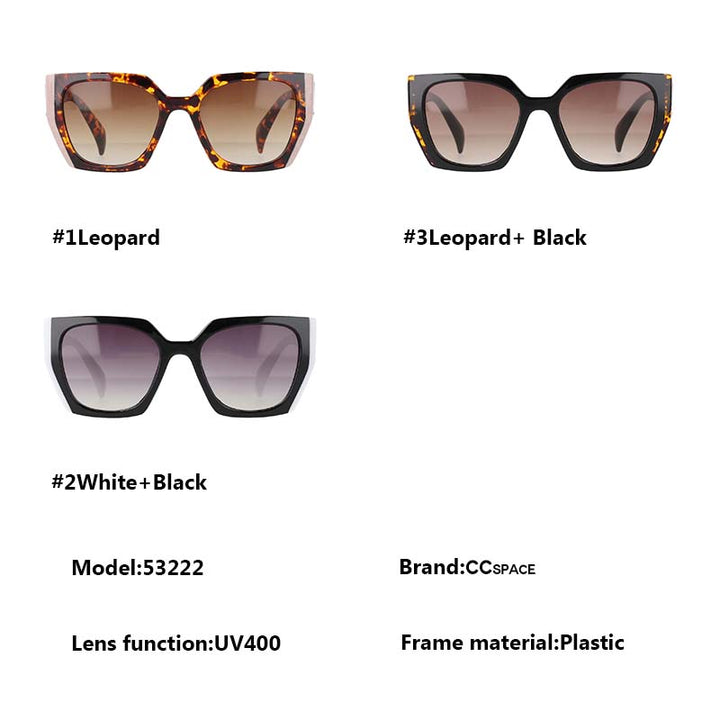 CCspace Women's Full Rim Square Cat Eye Resin Frame Sunglasses 53222 Sunglasses CCspace Sunglasses