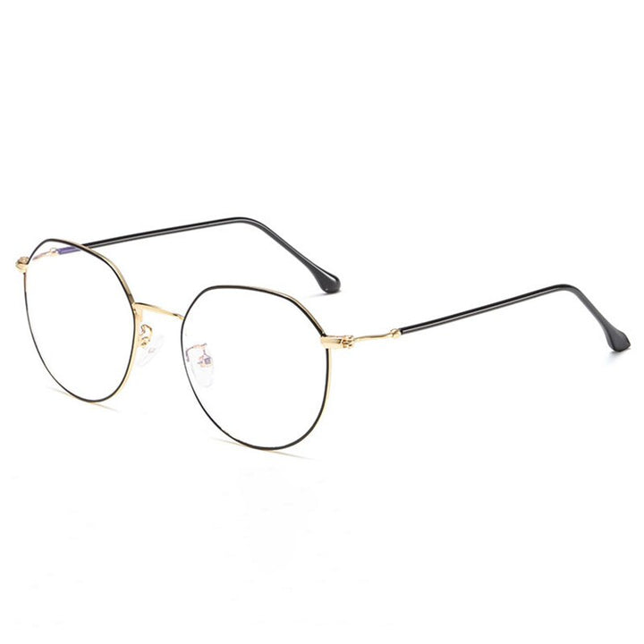 Hotony Unisex Full Rim Polygonal Alloy Frame Eyeglasses 1905 Full Rim Hotony black gold