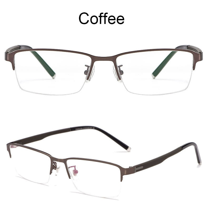 Hotochki Men's Semi Rim Rectangular Alloy Frame Eyeglasses 3095 Semi Rim Hotochki