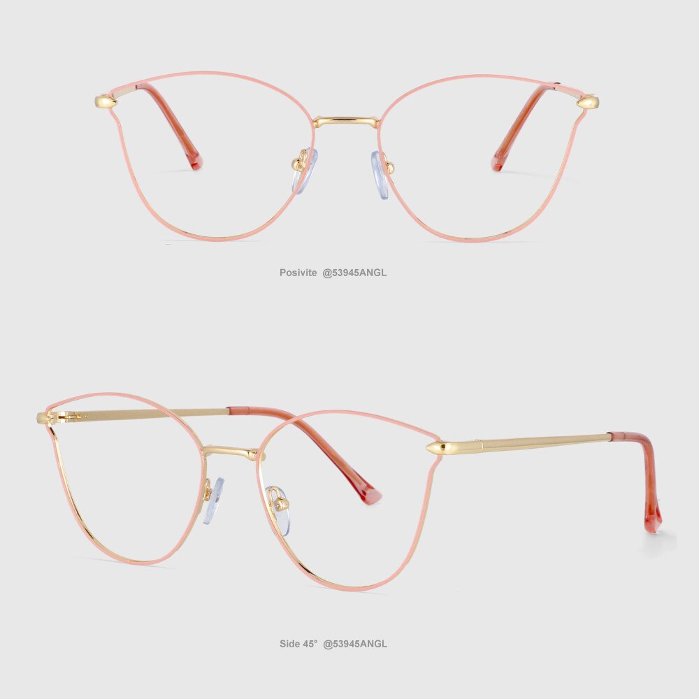CCspace Unisex Full Rim Square Cat Eye Alloy Frame Eyeglasses 53945 Full Rim CCspace Pink