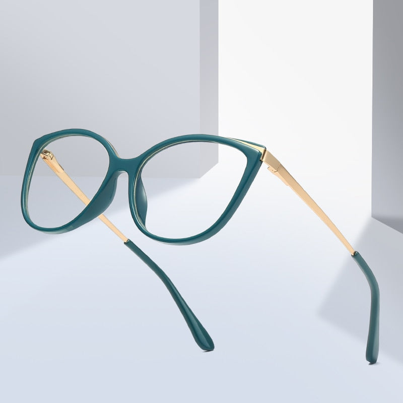 Hotochki Women's Full Rim Cat Eye Alloy Acetate Frame Eyeglasses 2052 Full Rim Hotochki