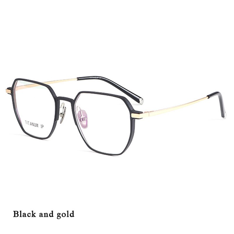 Hotochki Unisex Full Rim Titanium Alloy IP Plated Frame Eyeglasses 66004 Full Rim Hotochki Black Gold