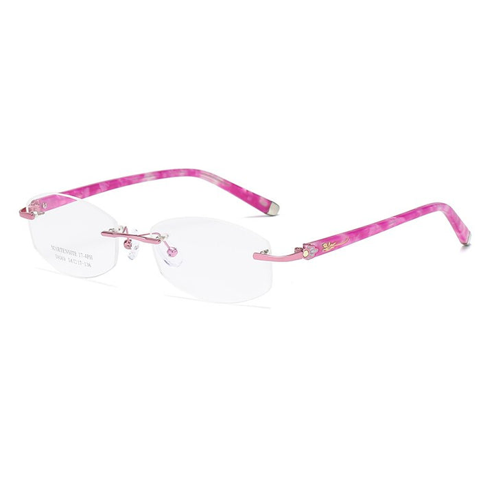 Zirosat 58069 Women's Eyeglasses Alloy Tint Lenses Diamond Cutting Rimless Titanium Rimless Zirosat pink