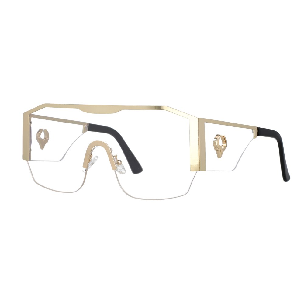 CCspace Women's Full Rim Oversized Square Resin Frame Sunglasses 53016 Sunglasses CCspace Sunglasses Gold-Clear 53016