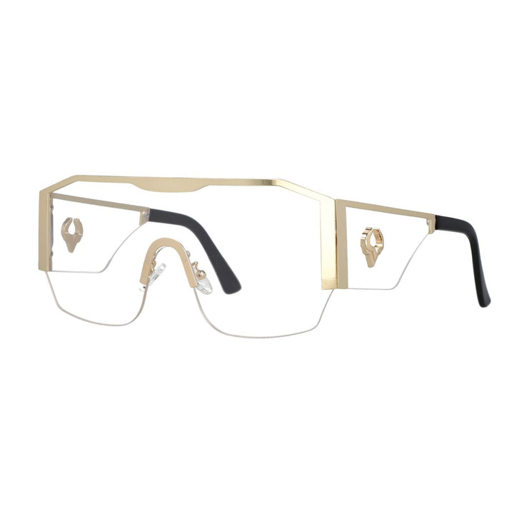 CCspace Women's Full Rim Oversized Square Resin Frame Sunglasses 53016 Sunglasses CCspace Sunglasses Gold-Clear 53016