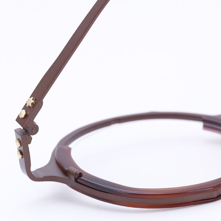 Muzz Unisex Full Rim Round IP Titanium Acetate Hand Crafted Frame Eyeglasses 0053 Full Rim Muzz