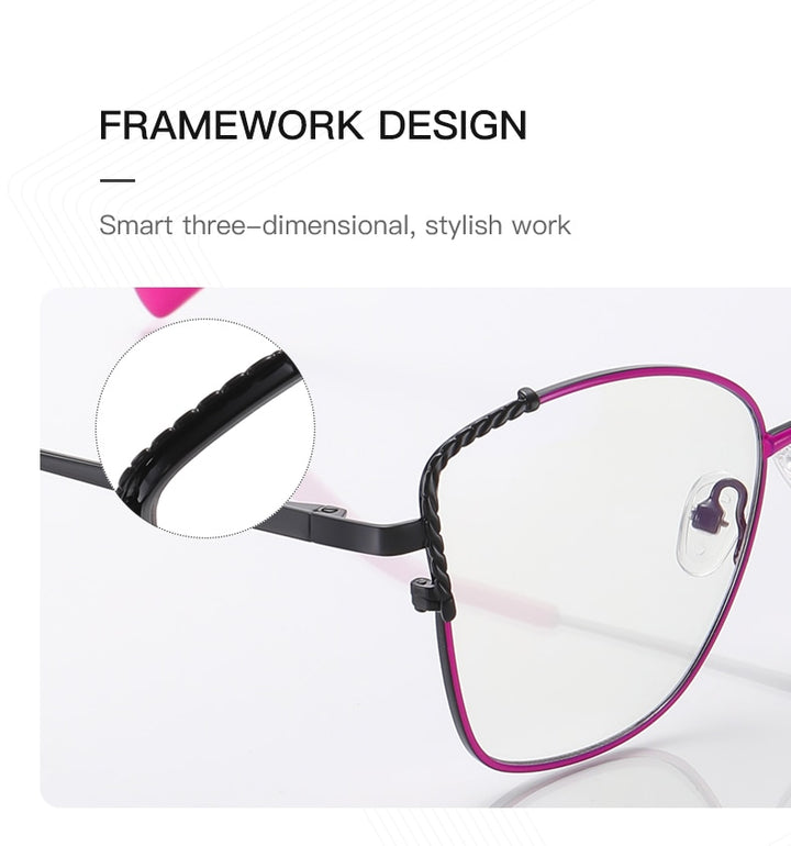 Hotochki Women's Full Rim Polygon Alloy Frame Eyeglasses 3014 Full Rim Hotochki