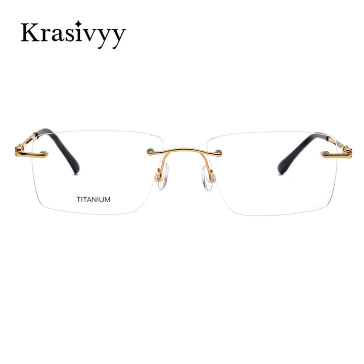 Krasivyy Men's Rimless Square Titanium  Eyeglasses Kr16061 Rimless Krasivyy   