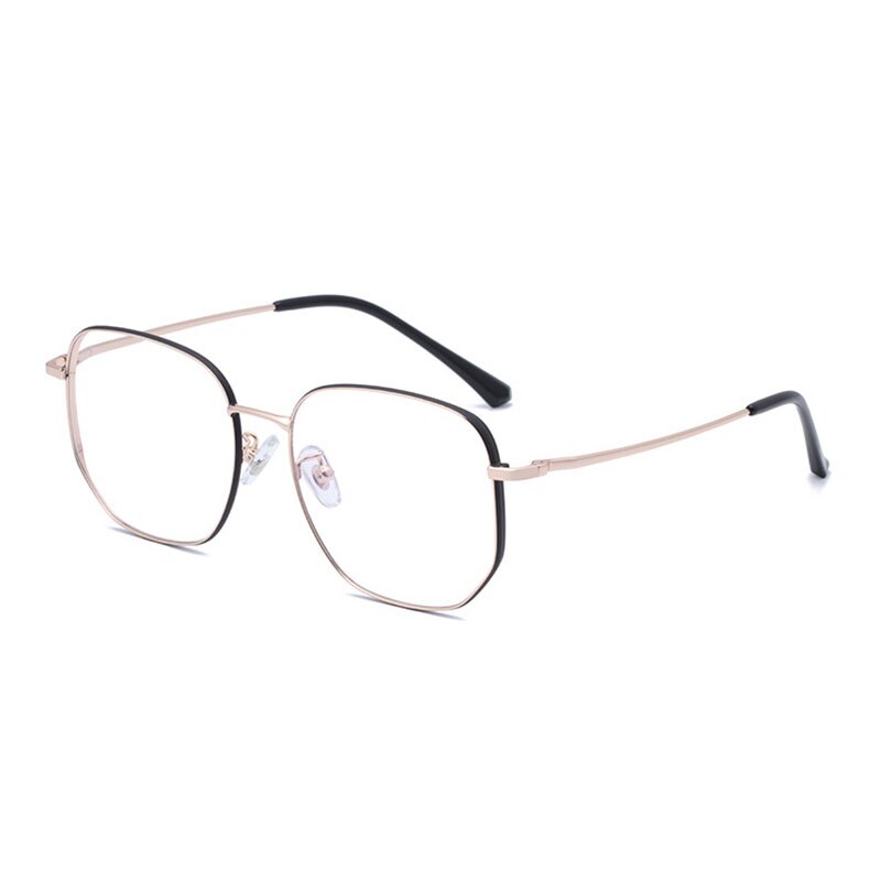Hotony Unisex Full Rim Polygonal Square Titanium Frame Eyeglasses 1120 Full Rim Hotony Black Gold