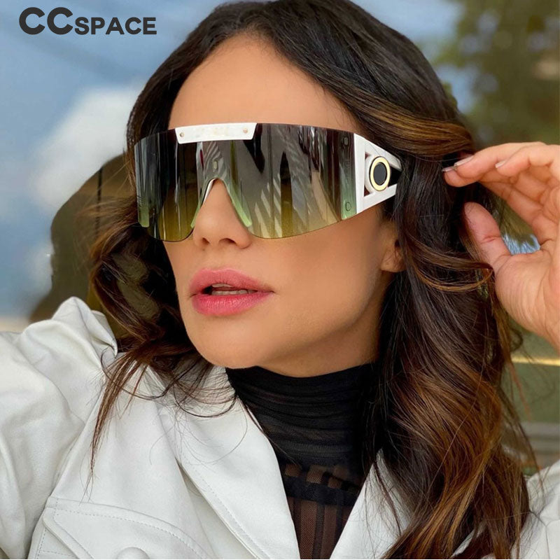 CCspace Unisex Full Rim Oversized Square One Lens Resin Frame Sunglasses 46626 Sunglasses CCspace Sunglasses