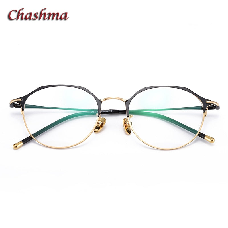 Chashma Ochki Unisex Full Rim Irregular Round Titanium Eyeglasses 6105 Full Rim Chashma Ochki