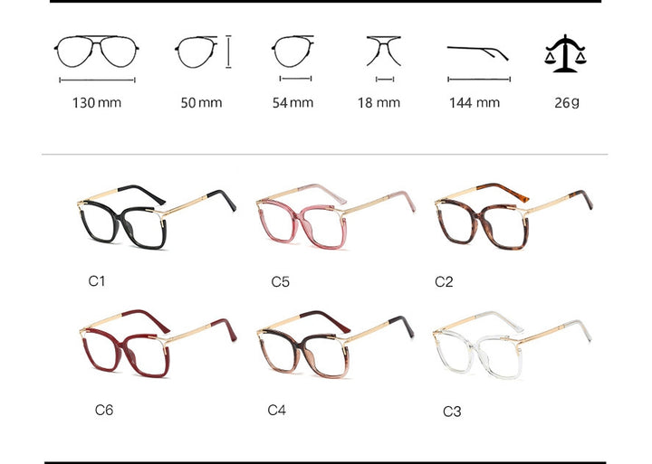 CCspace Unisex Full Rim Square Cat Eye Acetate Frame Eyeglasses 48054 Full Rim CCspace
