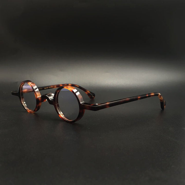 Yujo Unisex Full Rim Small Round 34mm Handcrafted Acetate Eyeglasses Full Rim Yujo