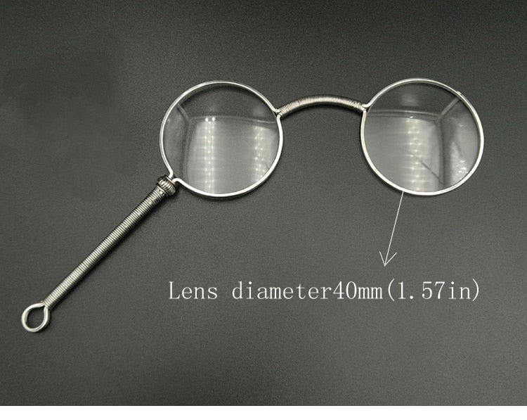 Yujo Unisex Full Rim Round Handheld Alloy Opera Reading Glasses Y045 Reading Glasses Yujo China +50 Silver