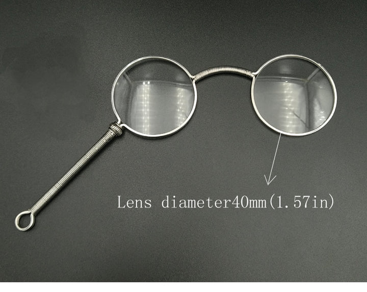 Yujo Unisex Full Rim Round Handheld Alloy Opera Reading Glasses Y045 Reading Glasses Yujo China +50 Silver