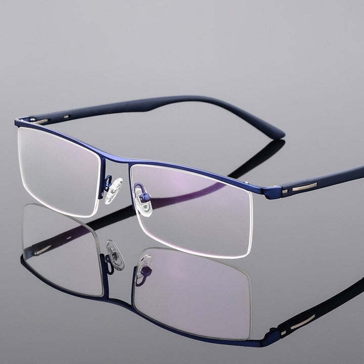 Reven Jate Unisex Semi Rim Square Tr 90 Alloy Eyeglasses P8831 Semi Rim Reven Jate