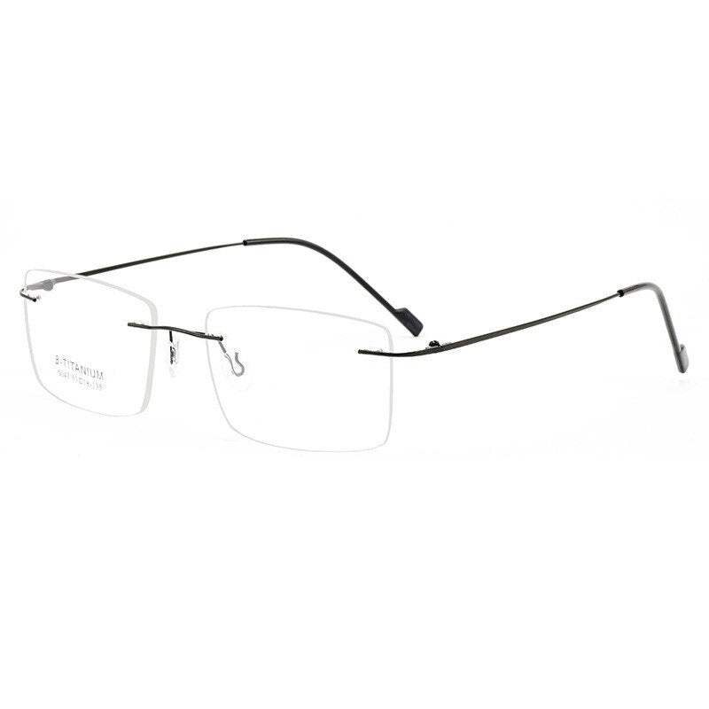 Chashma Ottica Unisex Rimless Square Rectangle Titanium Eyeglasses 763 Rimless Chashma Ottica Black