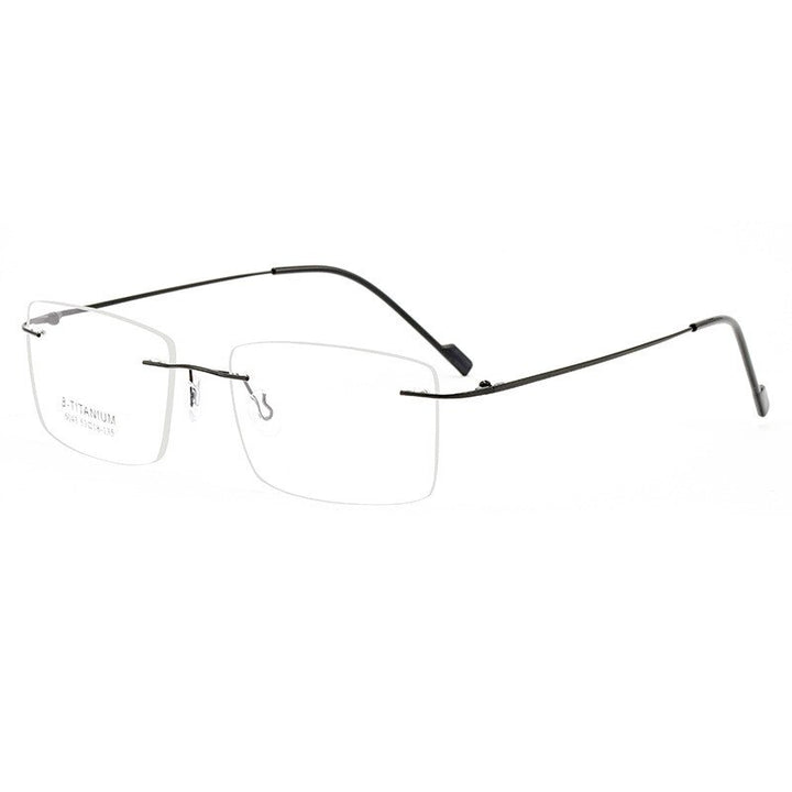 Chashma Ottica Unisex Rimless Square Rectangle Titanium Eyeglasses 763 Rimless Chashma Ottica Black